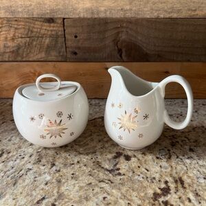 Atomic Gailstyn Sutton China “Stardrift” MCM lidded sugar dish and creamer
